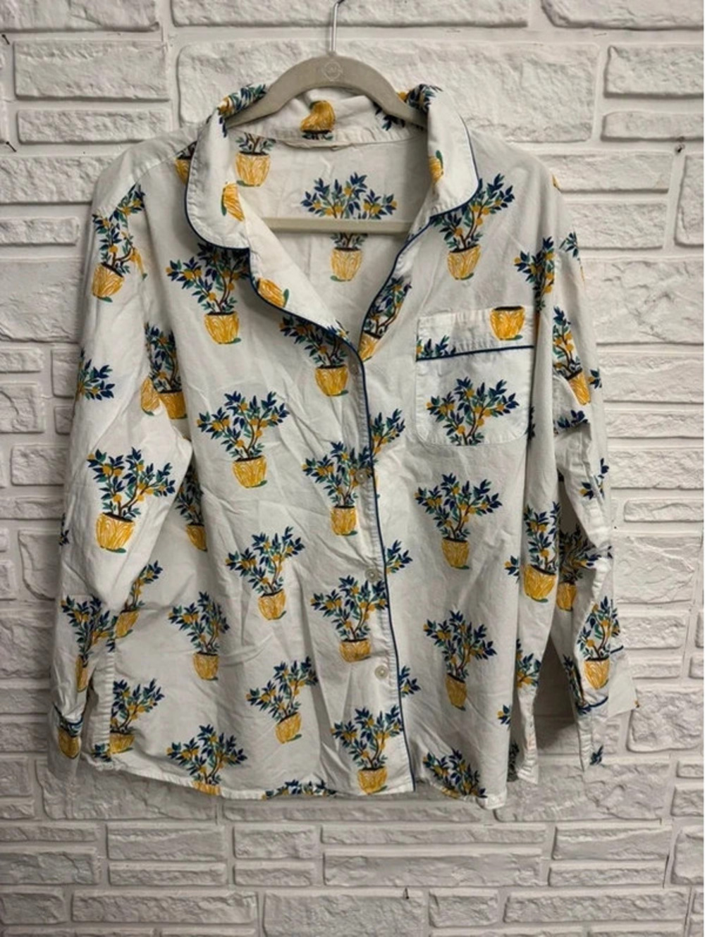 Printfresh Lemon Tree Long Sleeve Pajama Shirt 2X- 100% organic cotton